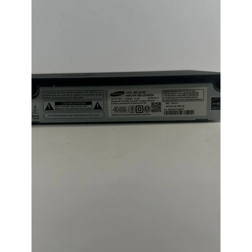 Samsung BD-J5100 1080p Full HD Blu-ray DVD Disc Player Black Anynet+ HDMI